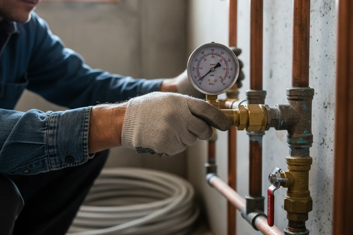 Pressure testing a repaired line during Water Line Repair in Housatonic